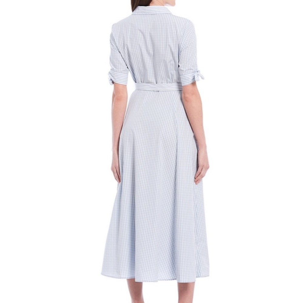 Calvin Klein sz 10 Cotton Gingham Midi Shirt Dress - Picture 2 of 8